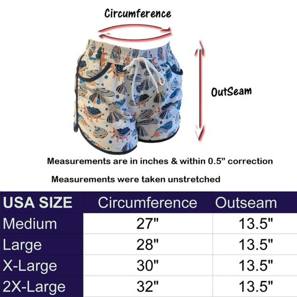 Beach Shorts, Junior Girls Bathing Trunks, Sea Shells Print Style 5 - Picture 3 of 4